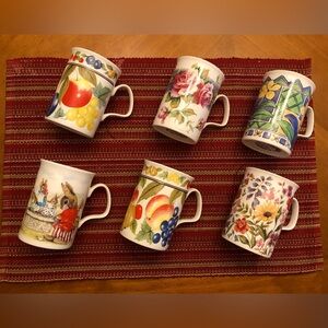 Colorful English Bone China Set of 6